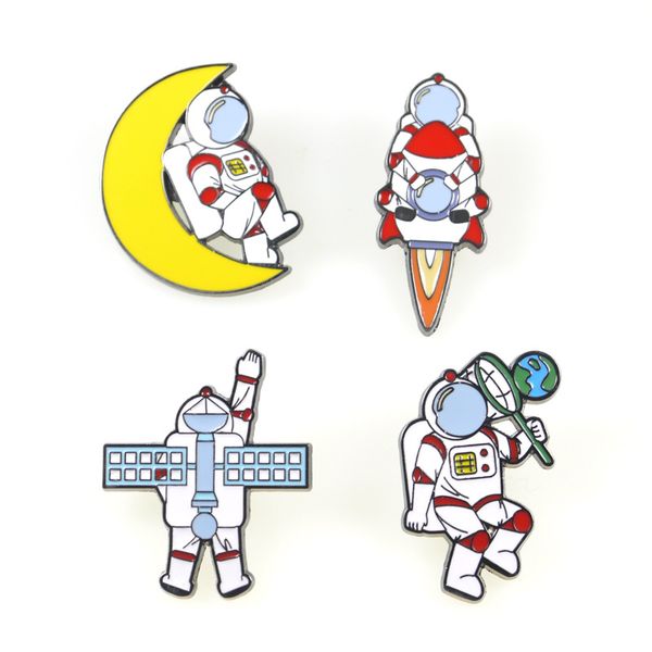 

броши для женщин астронавт девушки металла луны брошь cartoon cute pins badge мужчин шаль pin корейского урожай accessorios broszka, Gray