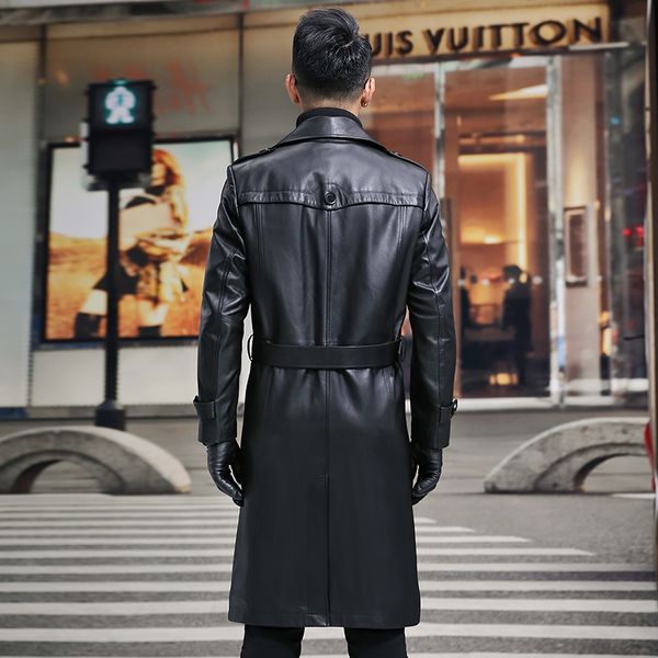 

men's leather & faux autumn genuine men sheepskin winter real jacket windbreaker jaqueta de couro zp9227 yy727, Black