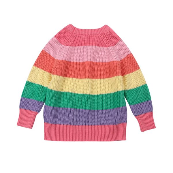 

1-6t winter warm girl clothes casual knit round neck pullover rainbow stripes bottoming sweater for baby boys girls, Blue