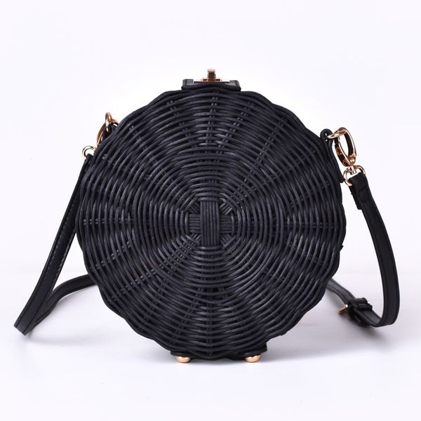 

new women straw bag bohemian bali round straw rattan bag wicker circle beach handbag handmade kintted shoulder bags bolso bambu