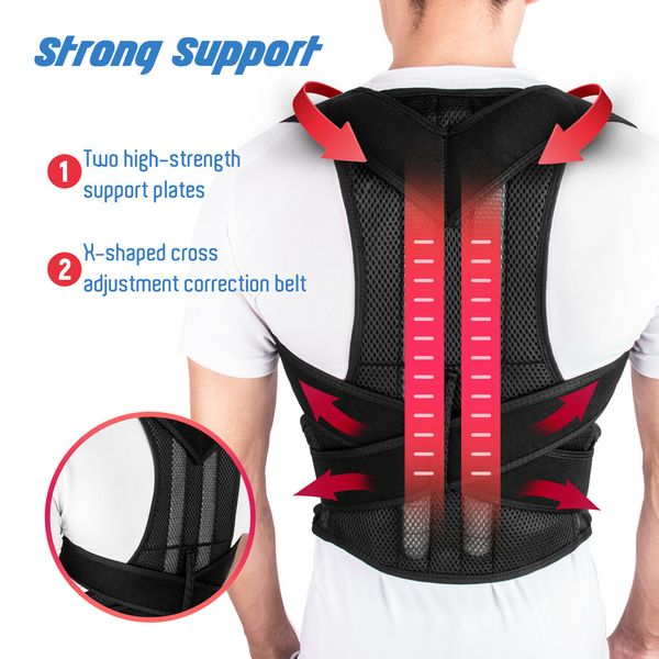 

hirigin back posture magnetic shoulder corrector support brace belt therapy men women shapers, Black;white