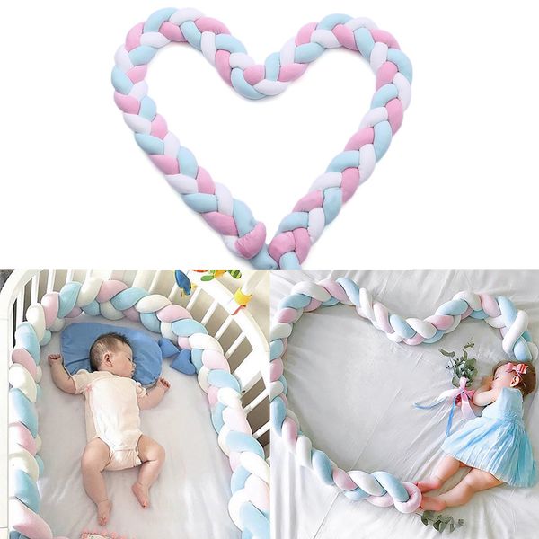 

2m baby bumper bed braid knot pillow cushion bumper for infant bebe crib protector cot room decor