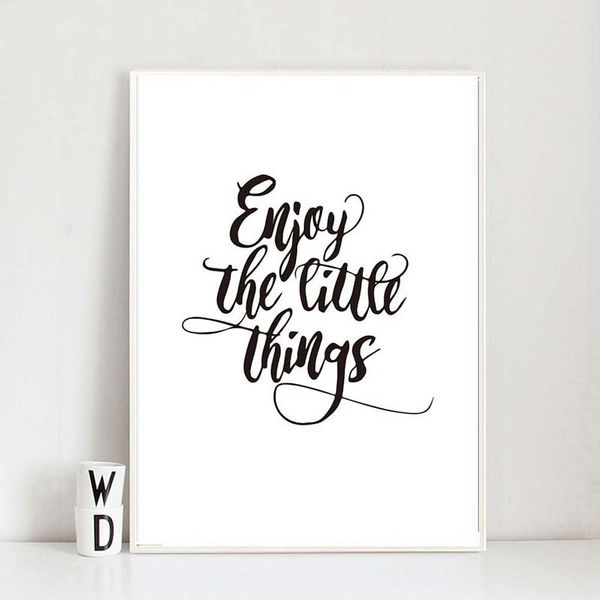

nursery canvas painting black and white wall art poster enjoy the little things print nordic picture kids baby room home decor