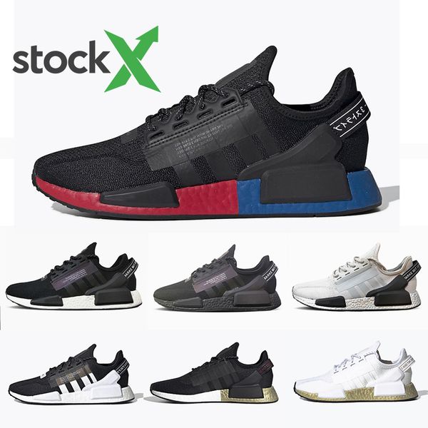 

stock x nmd v2 core black white mens running shoes og bred metallic gold triple black white women men sports sneakers 36-45