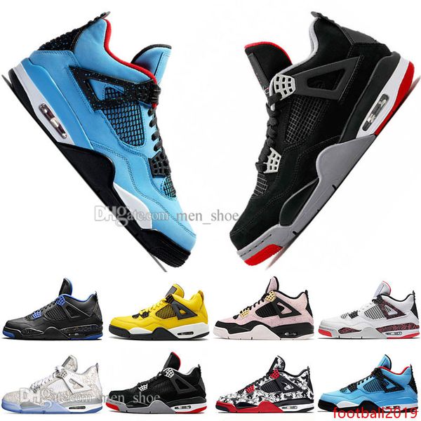 

sale 2019 bred 4 4s what the cactus jack laser wings mens basketball shoes denim blue eminem pale citron men sports designer sneakers