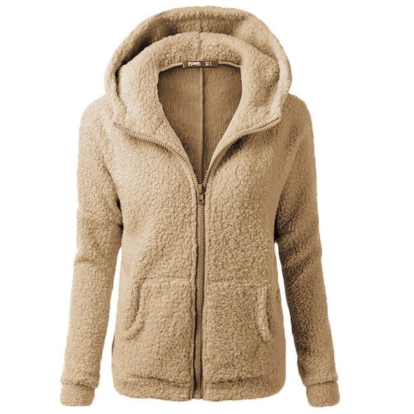 

plus size hooded coats woman zip-up pocket thick warm casual streetwear autumn winter 2019 bluza oversize coat, Black;brown