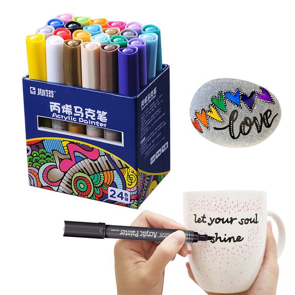 

gift sets sta 24 colors acrylic paint marker pen sketch stationery painting crafting graffiti glass ceramic art drawing