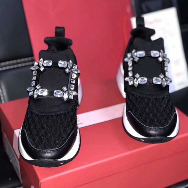 

popular luxury popular mesh breathable stretch cloth casual shoes ladies brand sports shoes fashion box color matching, Black