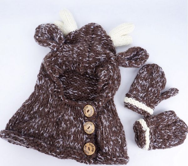 

winter children hat cartoon warm set glove nkfav, White;black