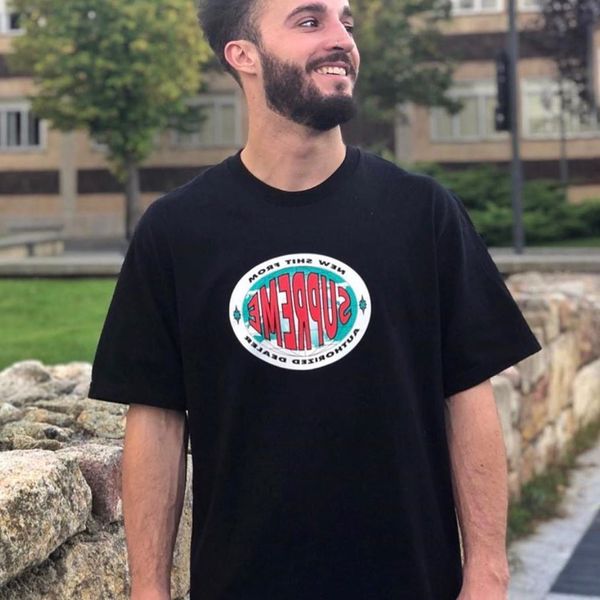

19fw box logo tshirts mens designer letter priented tee summer luxury breathable solid color t-shirts men casual t shirts, White;black