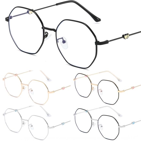 

epcg5 double love mirror polygon plain-looking women's tide irregular anti-blue light literature and double love plain mirror polygon p, Silver