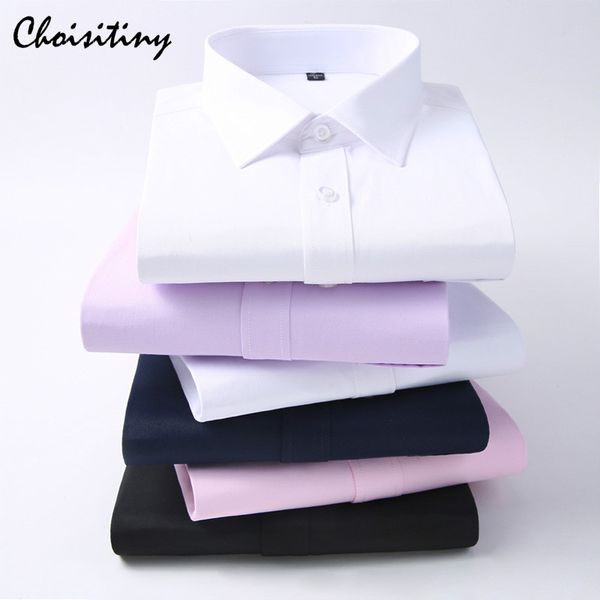 

brand man's solid dress shirts business gentleman long-sleeves spring and autumn casual mens shirts no ironing, White;black