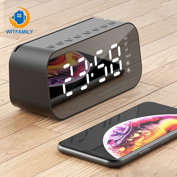 

modern wireless bluetooth alarm clock led display speaker with fm radio electronic digital watch deskclock snooze function