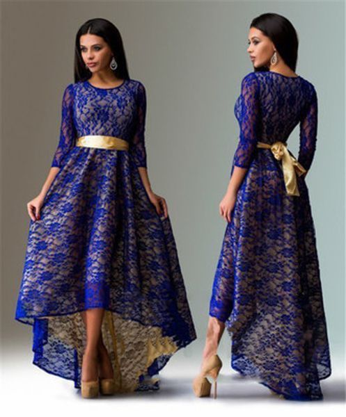 

women dress long 2020 new blue long sleeved belt sashes lace big swing mop dresses clothing vestidos lbd5560, Black;gray