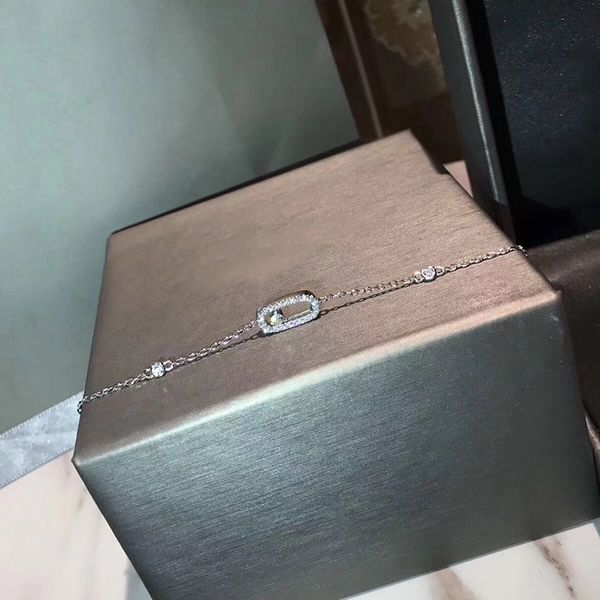 

brand pure 925 sterling silver jewelry for women thin silver chain bracelet praty wedding jewelry slide stone bracelet rose gold, Black
