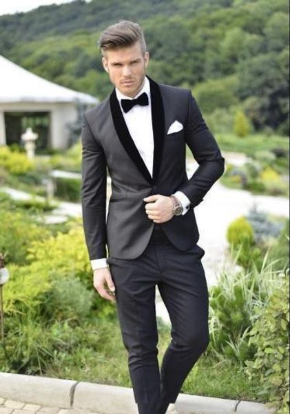 

velvet shawl lapel handsome black men suits 2018 wedding slim fit tuxedos groom 2 piece (jacket+pants)a90 men suits prom, White;black