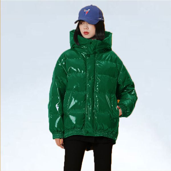

women's down jacket trend shiny winter clothes women hooded padded parka 2019 arrival thick warm waterproof hippie coat yl329, Black