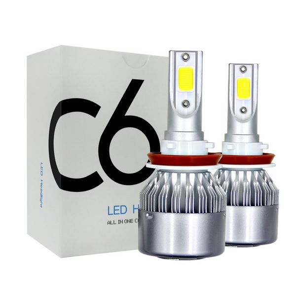 

2pcs 9-36v led c6 car headlight led light 36w automatic headlamp 6000k light h1 h3 h7 h11 h13 9004 9005 9006 36w 3800lm bulb