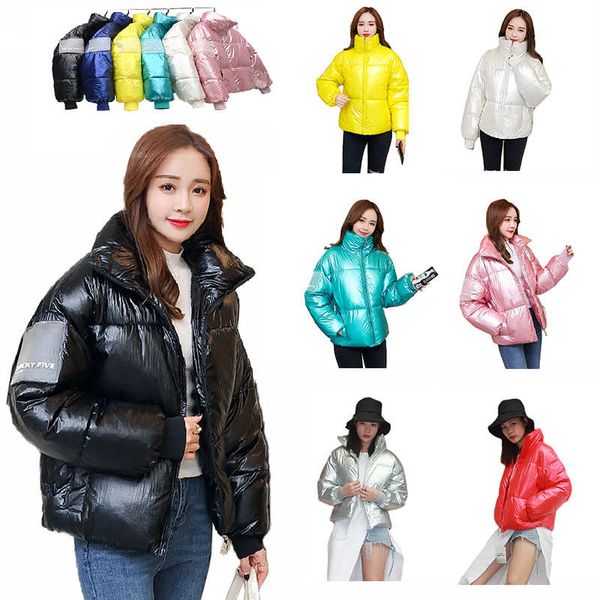 

new women winter coats 7 colors fashion warm windbreaker reflective fabric stuffing cotton womens designer clothings m-xxl, Black