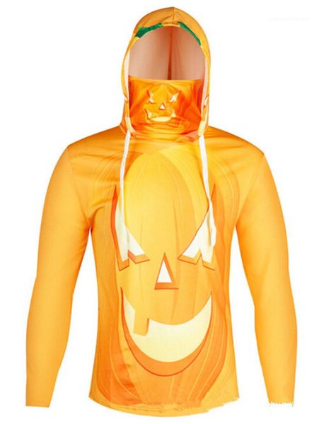 

casual apparel halloween designer mens autumn hoodies long sleeve cosplay mask pumpkin print homme clothing fashion festival, Black