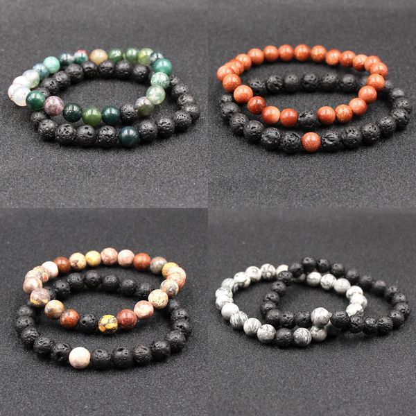 

natural black lava volcanic stone bracelets balance string beads yoga bracelet energy tiger eye stone bracelets for women men jewelry m477a