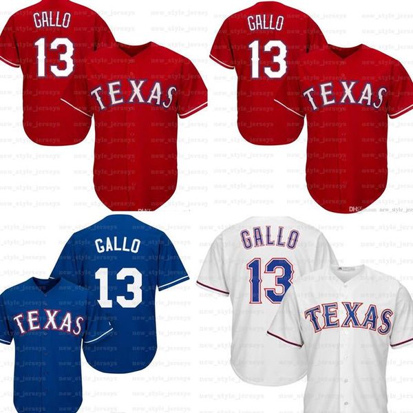 

Texas Mens Rangers Jersey 13 Joey Gallo Jersey Embroidery Baseball Jerseys Free Shipping Red Blue White M-XXXL999