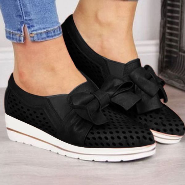 

jaycosin new fashion woman loafers female spring autumn outdoor leisure wedges womens breathable casual quality pu leather shoes, Black