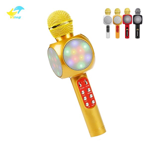 

vitog ws1816 wireless bluetooth ktv karaoke microphone speaker with led light support tf aux usb for smartphones