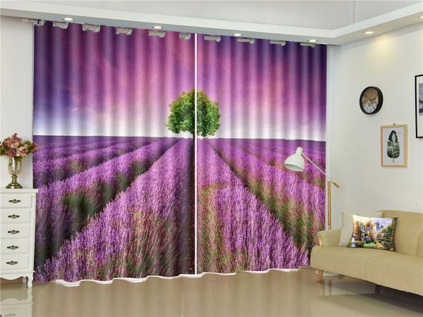 2019 3d Curtain Dreamy Pink Lavender In A Green Tree Blackout