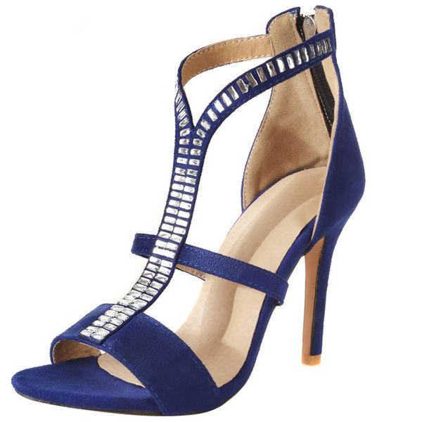 

new large size women's high heel sandals drilling suede fashion breathable women's sandals, Black