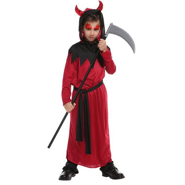 

kids child boys red black devil demon robe costume halloween purim party carnival fancy cosplay costumes, Black;red
