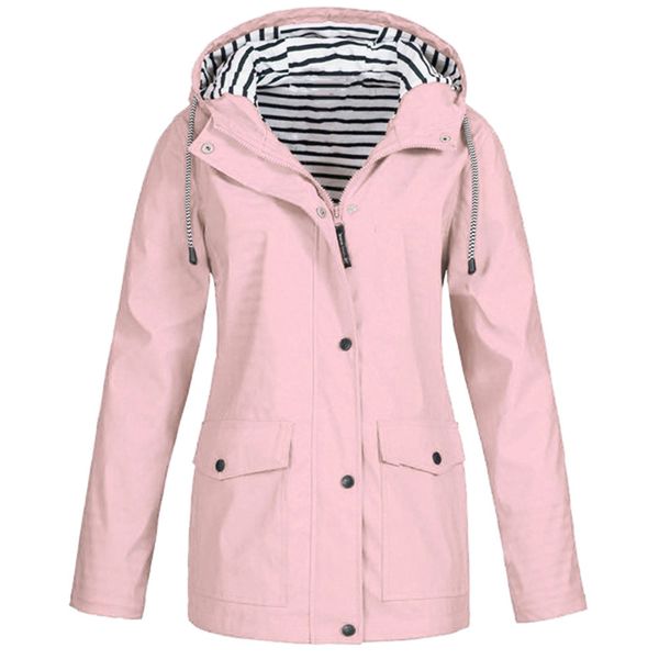 

autumn winter trench coat windbreaker women solid rain jacket outdoor plus waterproof hooded raincoat windproof jacket plus size, Black;brown