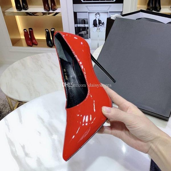 

high heel shoes woman pointed toe pumps red patent leather slim heels party dress shoes bride wedding heels