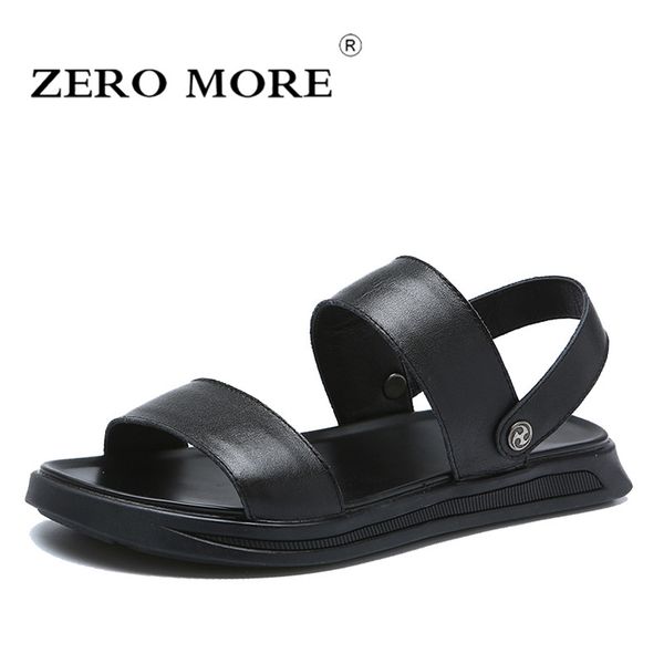 

zero more mens shoes split leather classics sandals summer slipper men shoes beach breathable gladiator slip on sandals men, Black
