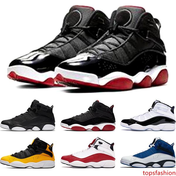 

6 rings mens basketball shoes bred concord matte silver taxi white university red men trainers sports sneakers size 7-13 online sale