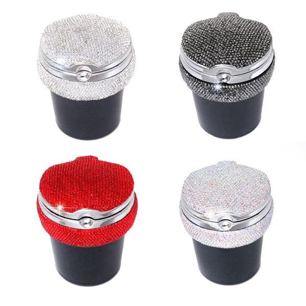 

car cigarette ashtray with blue led light indicator portable bling smokeless cylinder cup holder for most vehicles #620