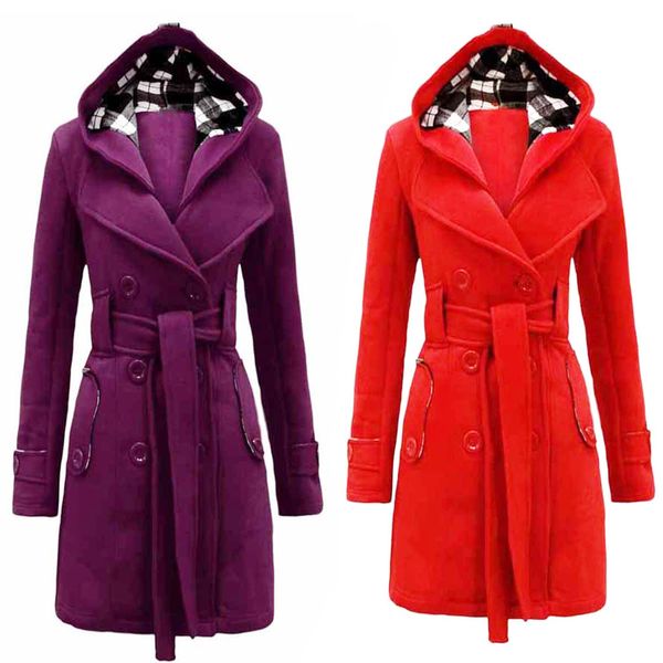

2019 autumn winter women's jacket coats female long hooded coats outerwear warm thick female red slim fit hoodies jackets, Black