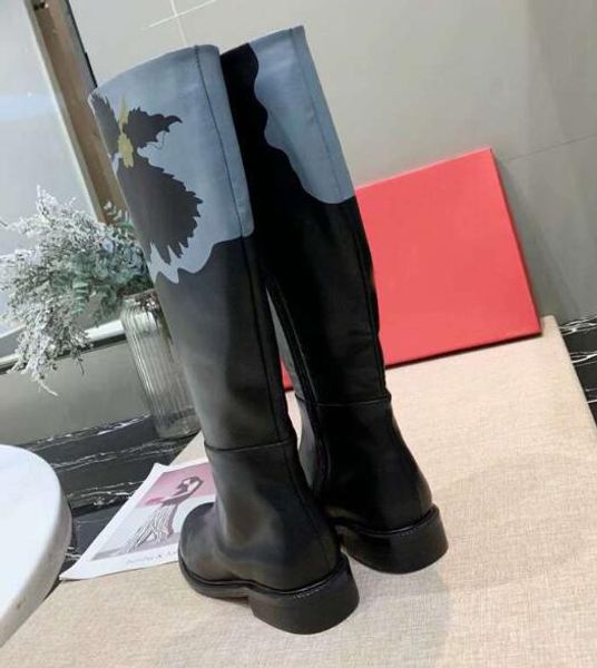 

роскошь новых женщин мотоцикл зимний открытый корова кожа колено knight rainboot coboy classic сапоги размер 35-41, Black