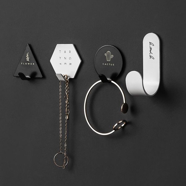 

jd 4pcs ins style creative stainless steel simple hook nordic room decorative metal hook nail-no trace punch