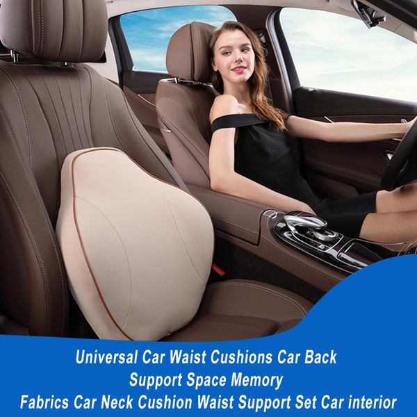 

universal car waist cushions car back support space memory fabrics neck cushion waist support set interior accessories