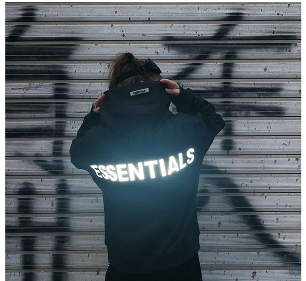 

fog essential hoodies autumn winter reflect men hoodies casual male sweatshirt brand new designer hooded hoodies, Black