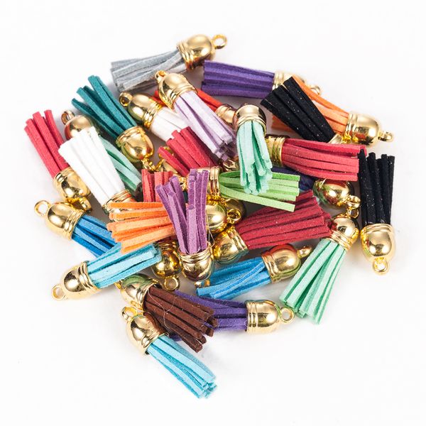 

30pcs/lot new multicolor gold tassel charms for jewelry making 3.5cm korean velvet tassel necklace earrings diy jewelry findings, Blue;slivery