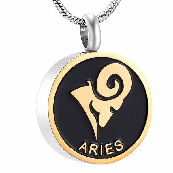 

ijd9968 stainless steel the birthday series aries constellation sign memorial necklace for ashes urn bracelet souvenir necklace jewelry, Silver