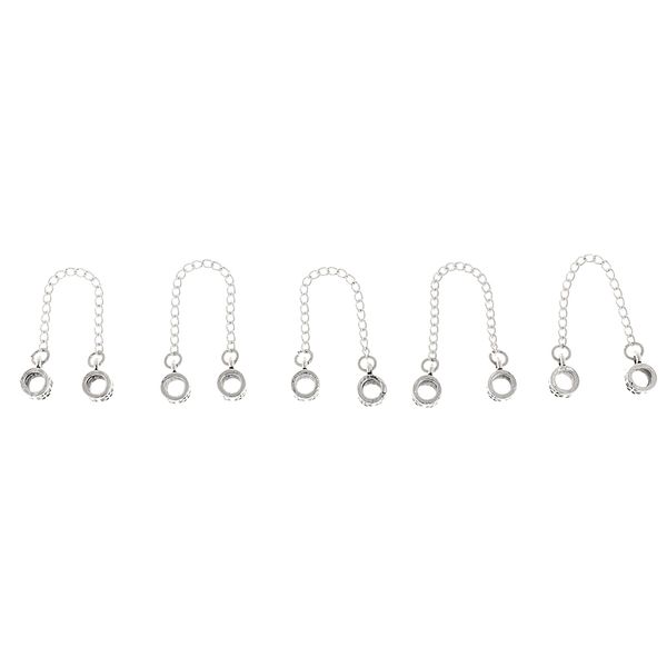 

5pcs antique silver daisy safety chain ser beads for european bracelet findings, Black