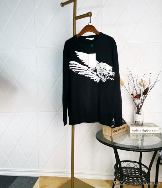 

19fw new luxurious brand design given fly cat print knitted sweater hoodie men women fashion casual streetwear sweatshirts outdoor shirts, Gray;blue
