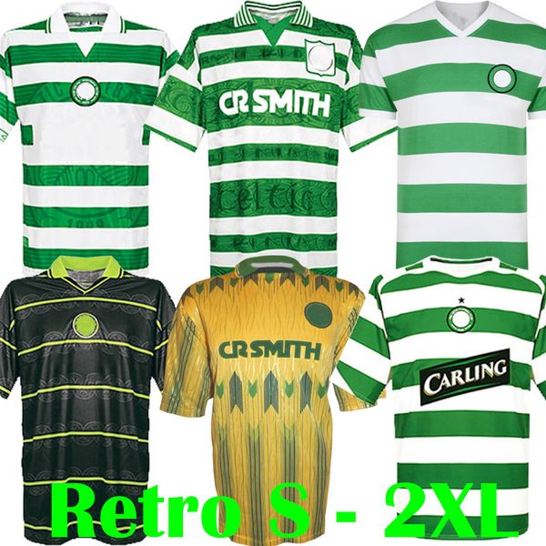 

celtic retro soccer jerseys 1980 1995 1997 1998 1999 football shirts larsson classic vintage black sutton 2005 2006 football kits, Black;yellow