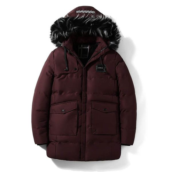 

new winter parka men jacket fashion hooded fur collar removable winter coat men mid-long thick warm wool liner jacket, Tan;black