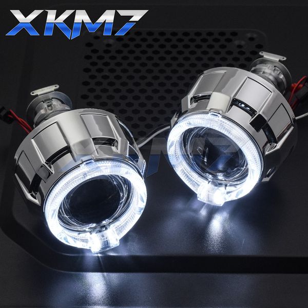 

headlight lenses angel eyes led h4 h7 hid projector bi-xenon 2.0 lens drl halo running lights for car accessories tuning style