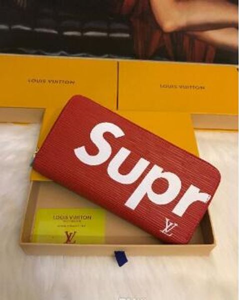 

designers classic standard wallet patent leather long purse polychromatic money bag zipper pouch multicolour coin pocket shinny wallets qw, Red;black