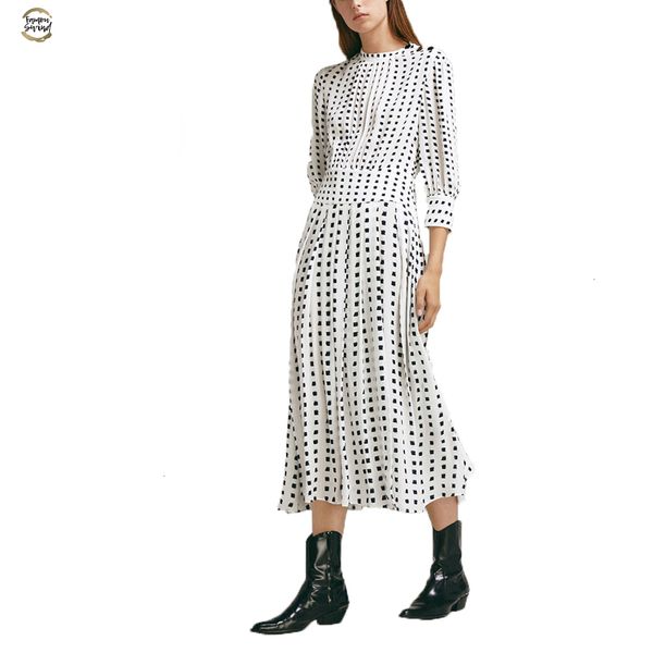 

2019 sleeveless new spring round neck long sleeve solid white chiffon dot loose dress women casual beach party dresses, Black;gray